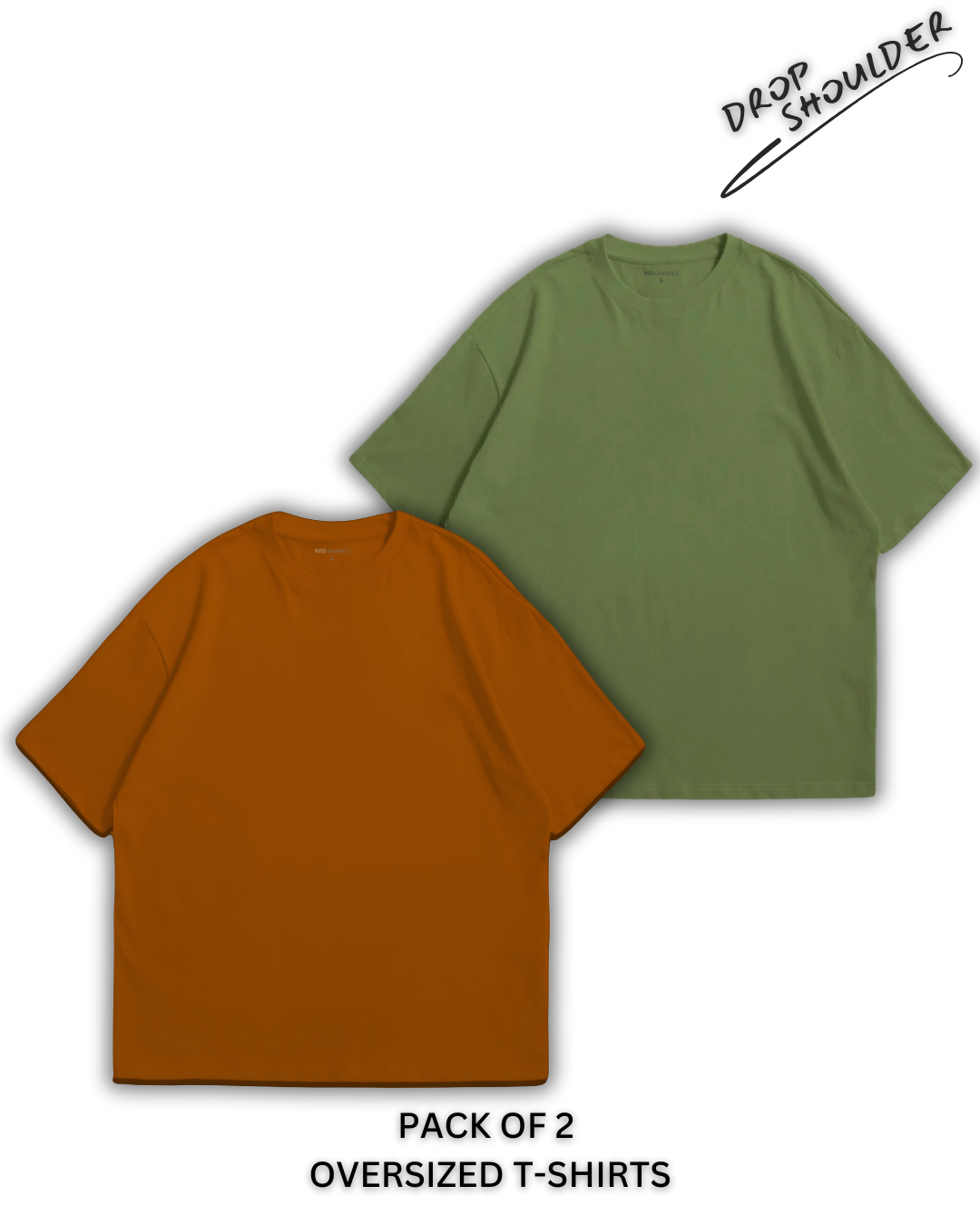 Pack of 2 Oversized | Drop Shoulder Solid Color Tshirts for Men and Women