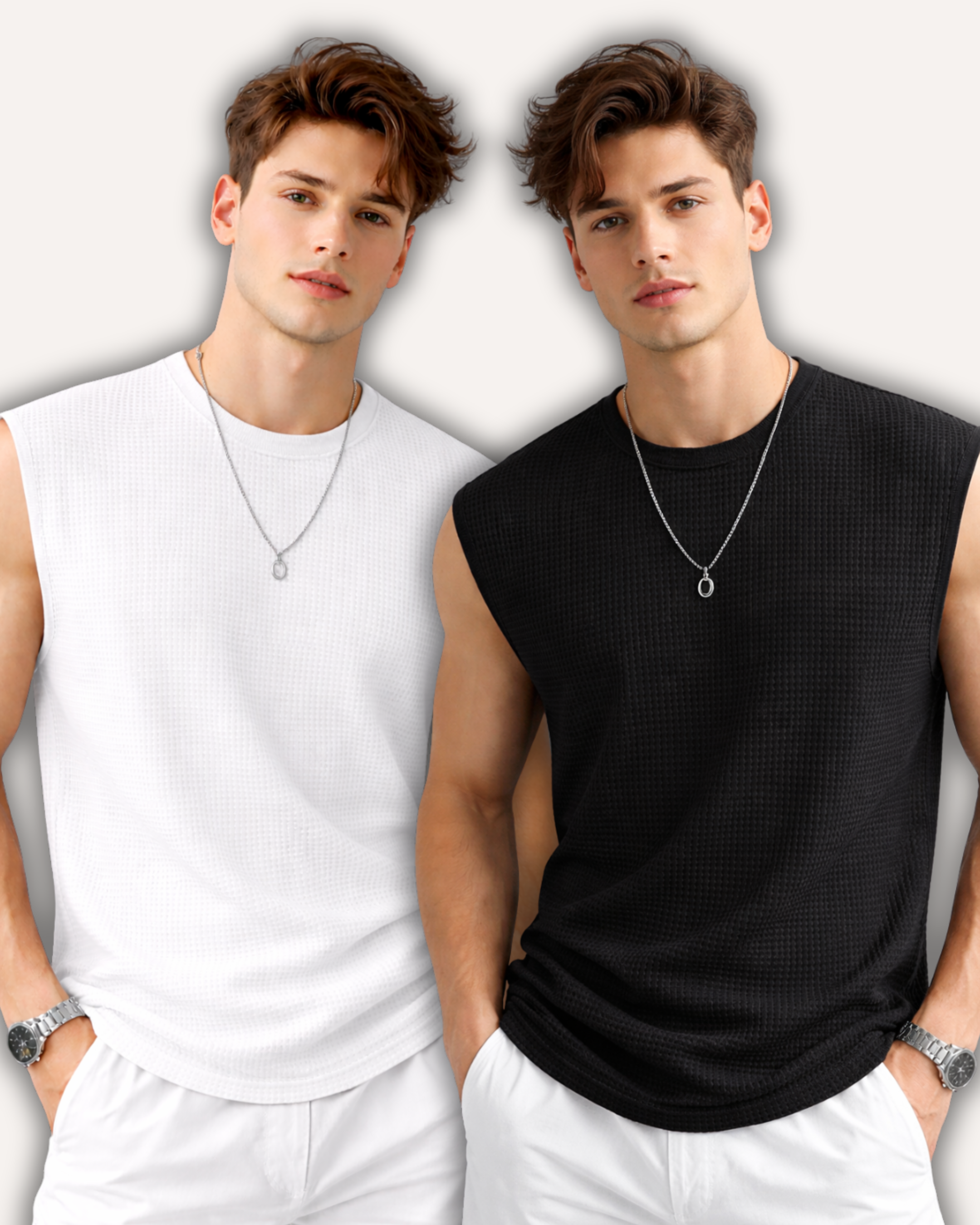 Pack of 2 Waffle Knit Sando Tank Tops