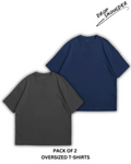 Pack of 2 Oversized | Drop Shoulder Solid Color Tshirts for Men and Women