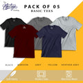 Pack of 5 round neck half sleeves T-shirts
