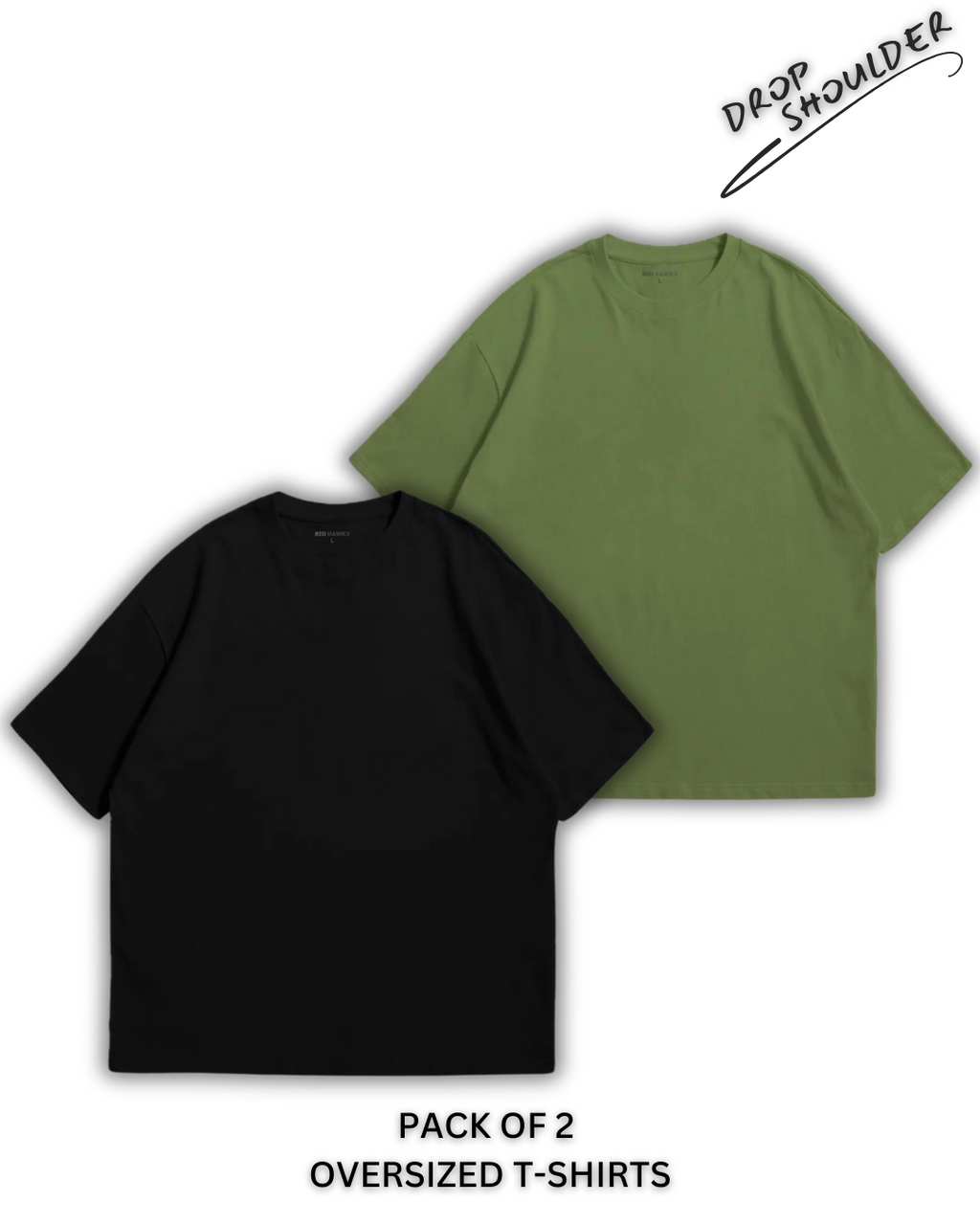Pack of 2 Oversized | Drop Shoulder Solid Color Tshirts for Men and Women