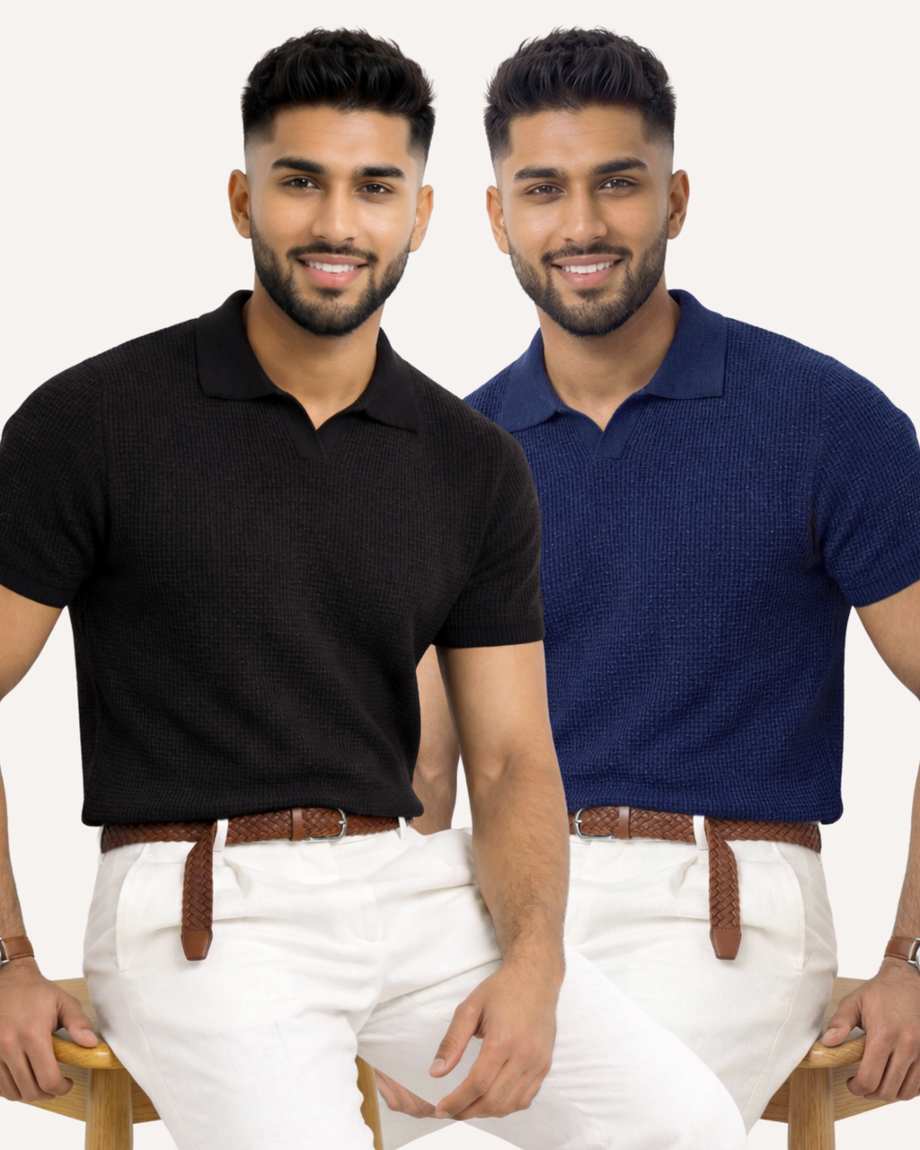 Pack of 2 Johnny Collar Waffle Knit Polos
