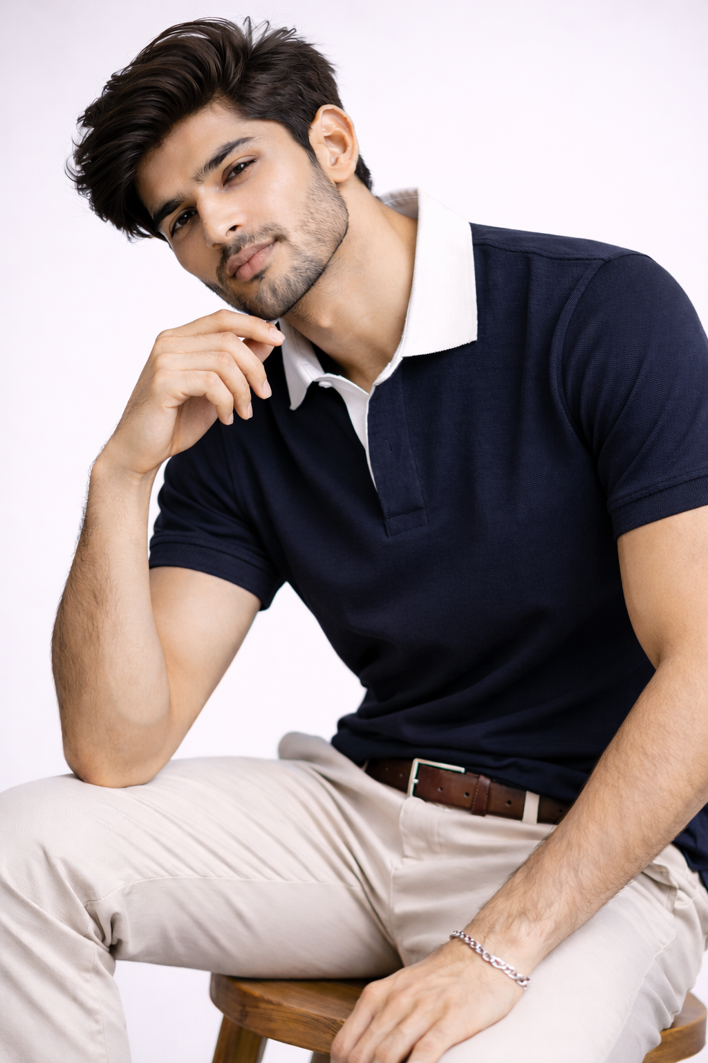 Pack of 2 Two Tone Johnny Collar Polos