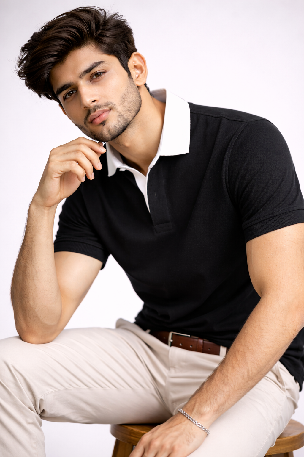 Pack of 2 Two Tone Johnny Collar Polos