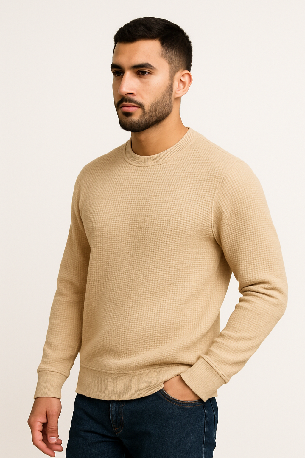 Pack of 2 Maroon & Beige Waffle-Knitted Sweatshirts
