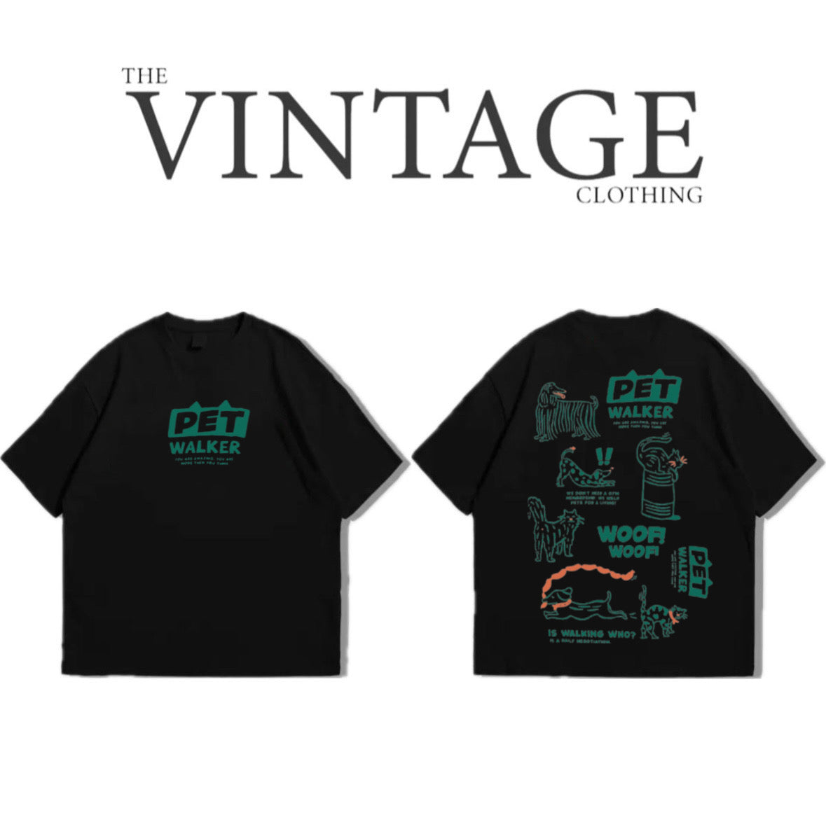 Pet Walker Oversized Dropshoulder Tee - DTF Printed Tshirt for Men and Women