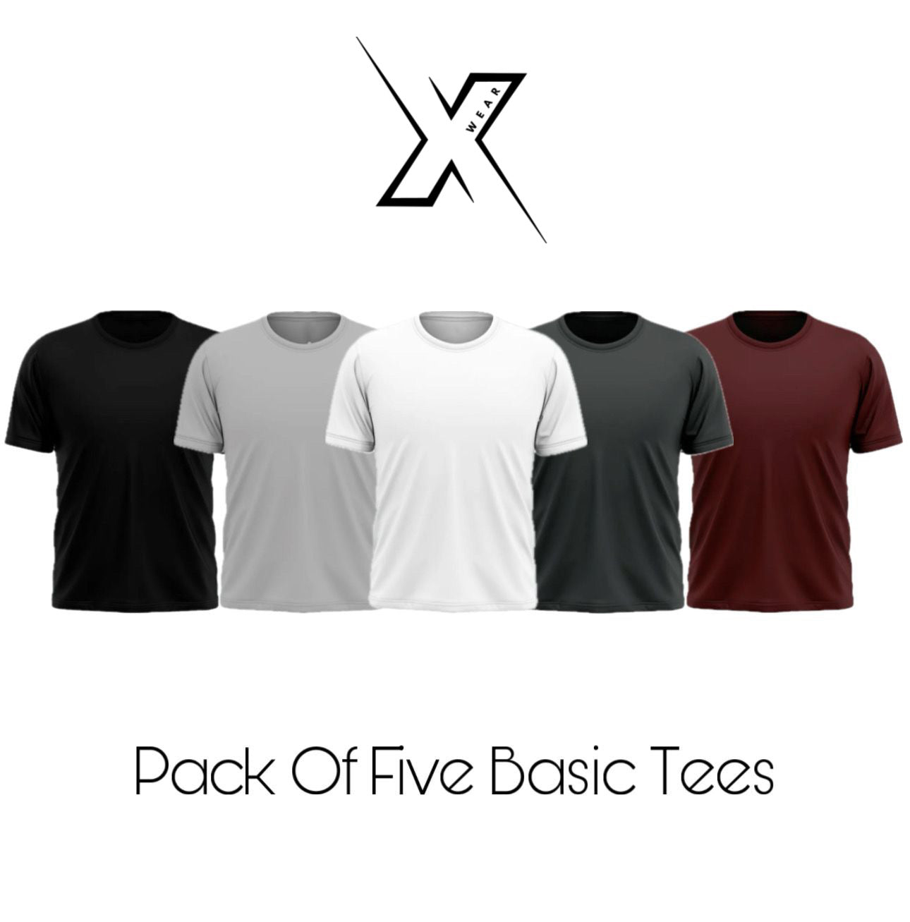 Pack of 5 Plain Half sleeves T-Shirt