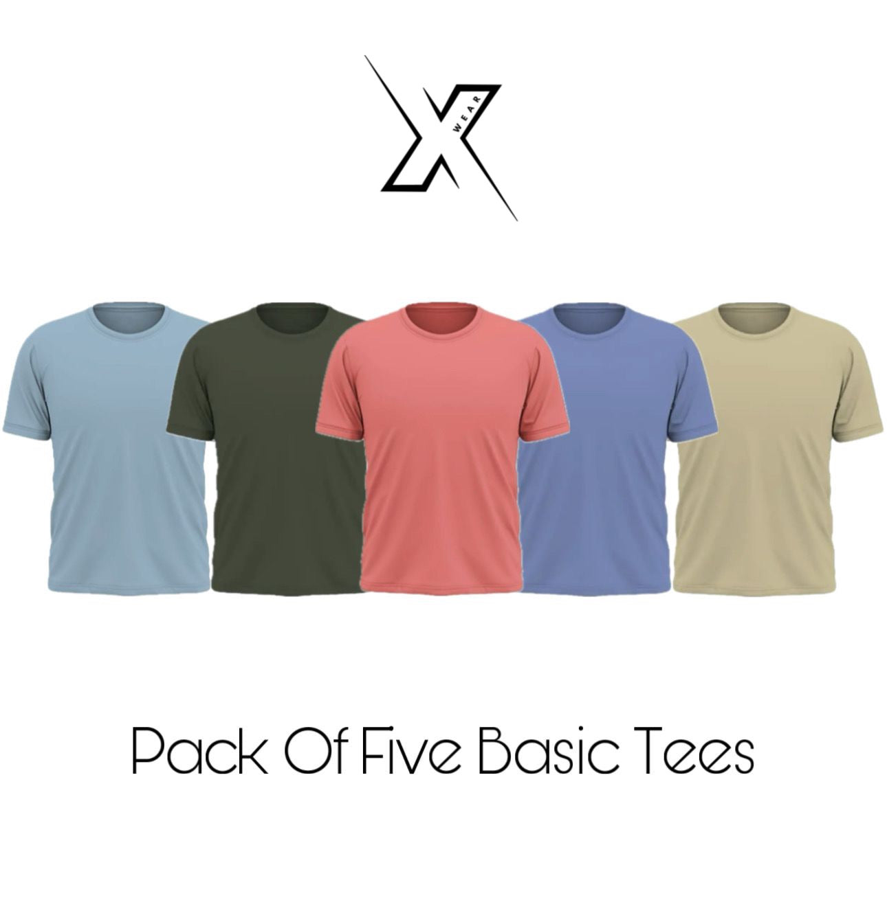 Pack of 5 Plain Half sleeves T-Shirt