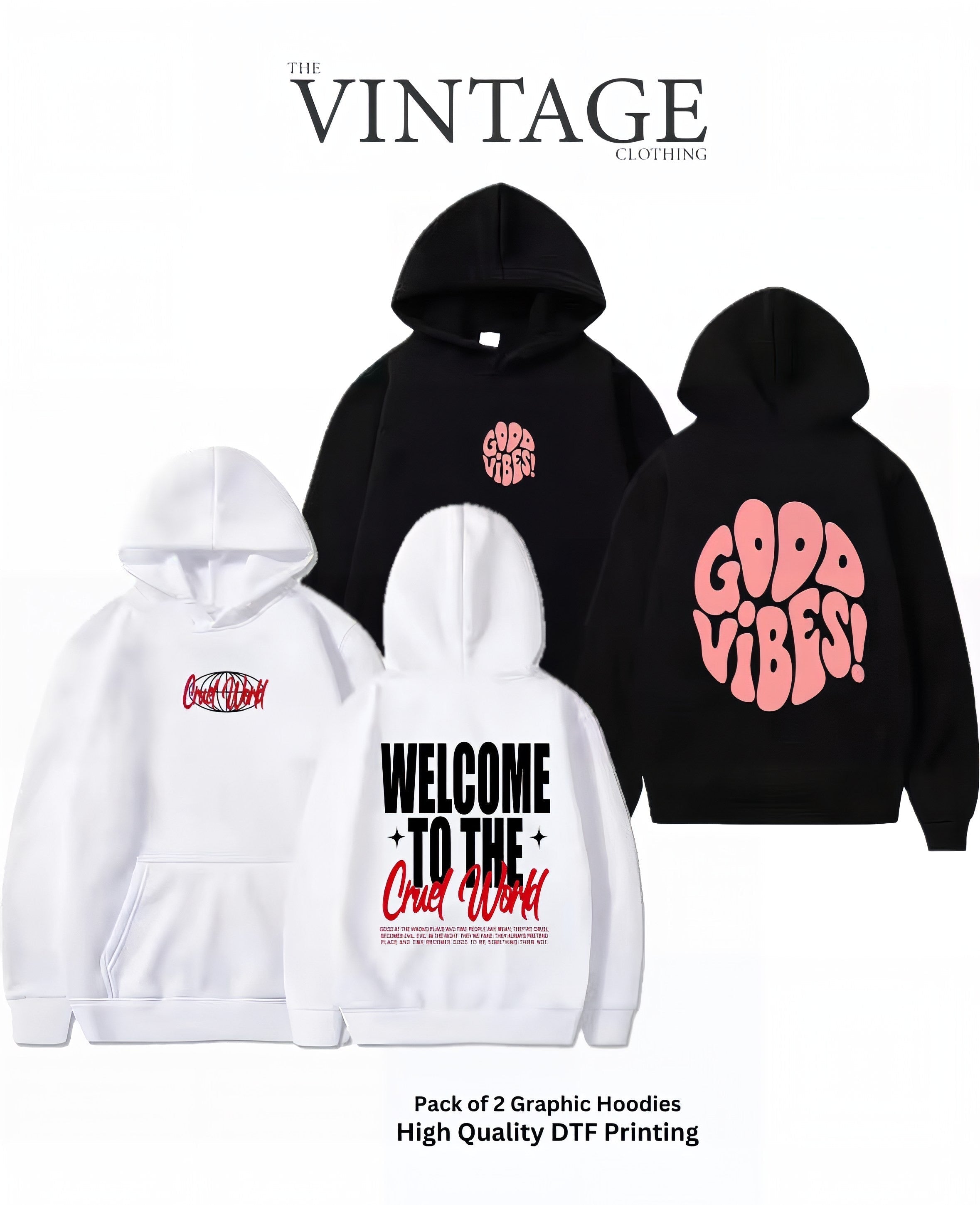 Pack of 2 Digital Printed Hoodies