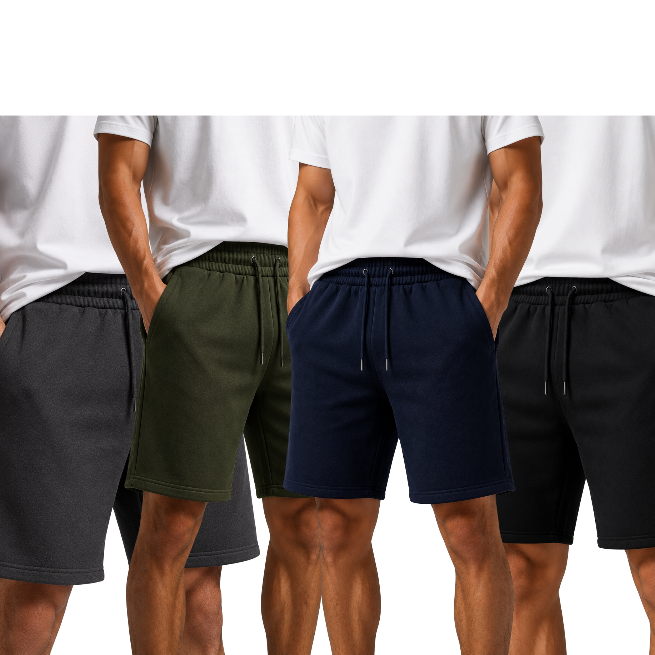 Pack of 4 Black,Charcoal,Green,Blue Summer Terry Shorts