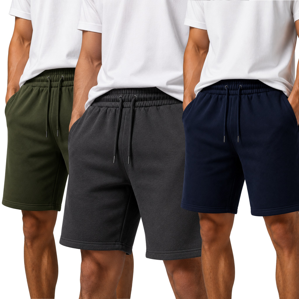 Pack of 3 Green,Charcoal,Blue Summer Terry Shorts