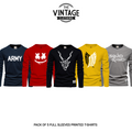 Pack of 5 Round Neck Full Sleeves Printed T-shirts