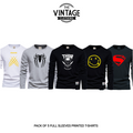 Pack of 5 Round Neck Full Sleeves Printed T-shirts